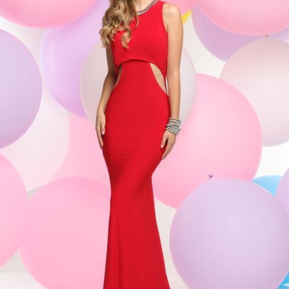 Zoey Grey 30813 Red floor length gown